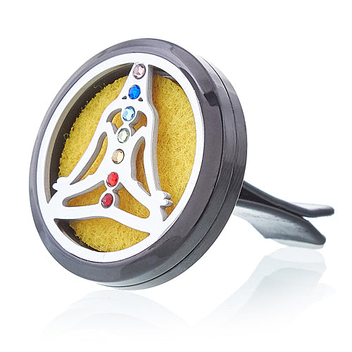 Car Diffuser Kit - Pewter Yoga Chakra - 30mm Aroma